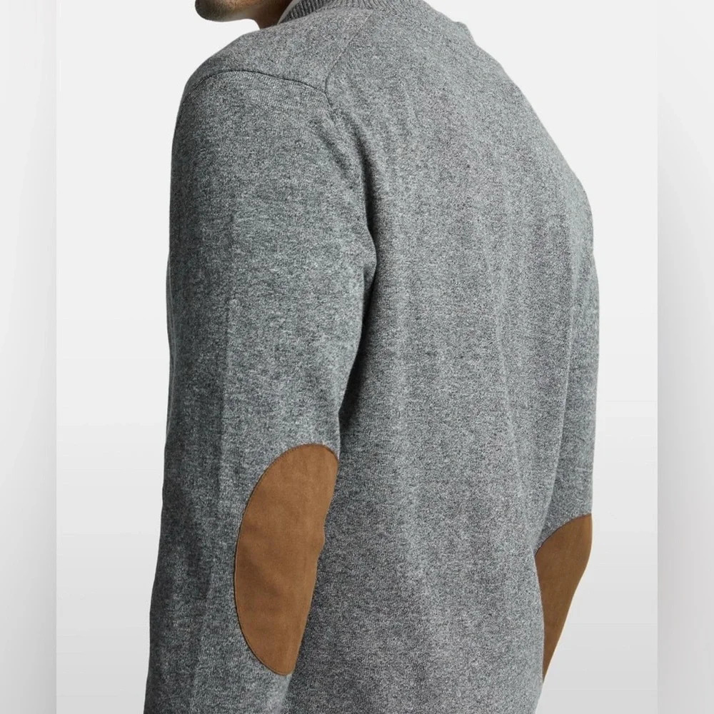 NWT Track 23 Men’s Thermal Charcoal Grey Brown Arm Patches. Cotton Blend. Size L